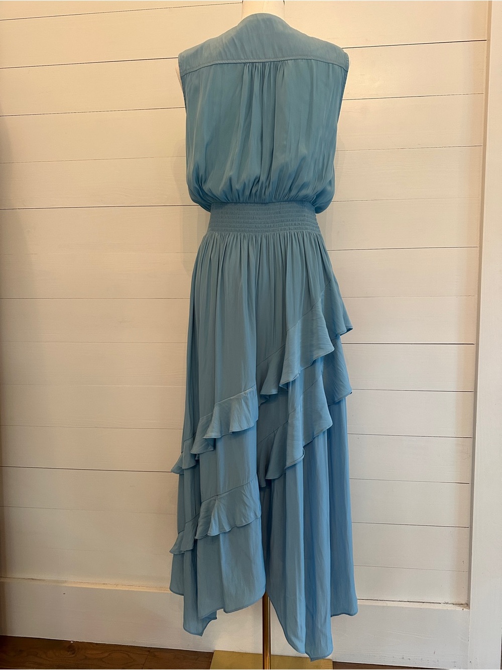 Ramy Brook Blue Ruffle V-Neck Dress - Picture 5 of 9